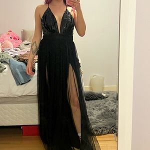 Sequin and mesh formal dress
